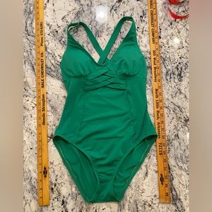 Anne Cole One Piece Swimsuit, Kelly Green,  CrissCross straps, size 10
